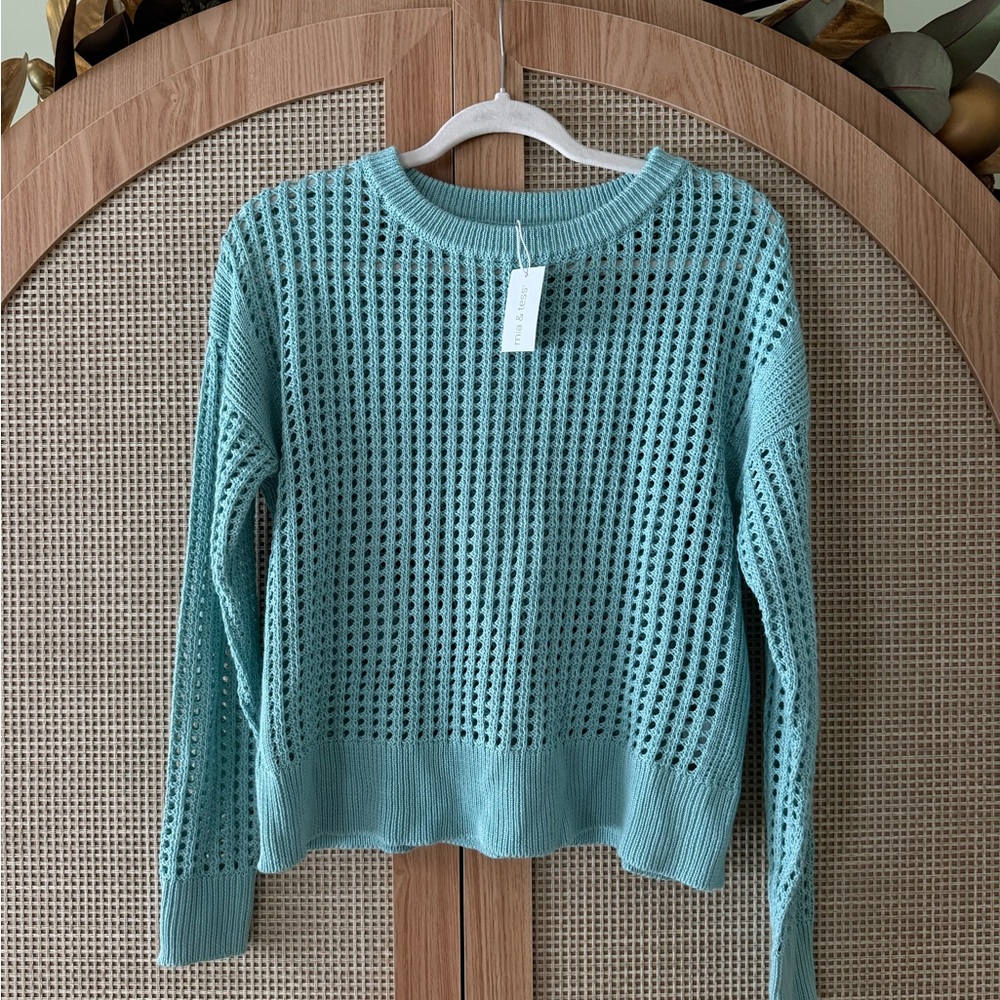Mia & Tess Teal Knit Sweater NWT sz S